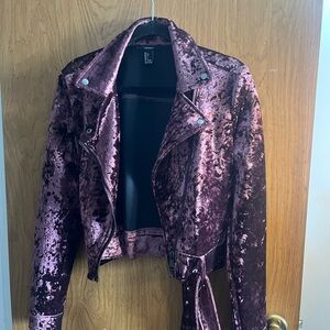 Forever 21 Velvet Leather Jacket in Purple